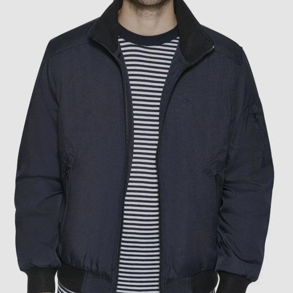 Calvin Klein Men's Blue Classic Ripstop Bomber Coat Jacket Size L